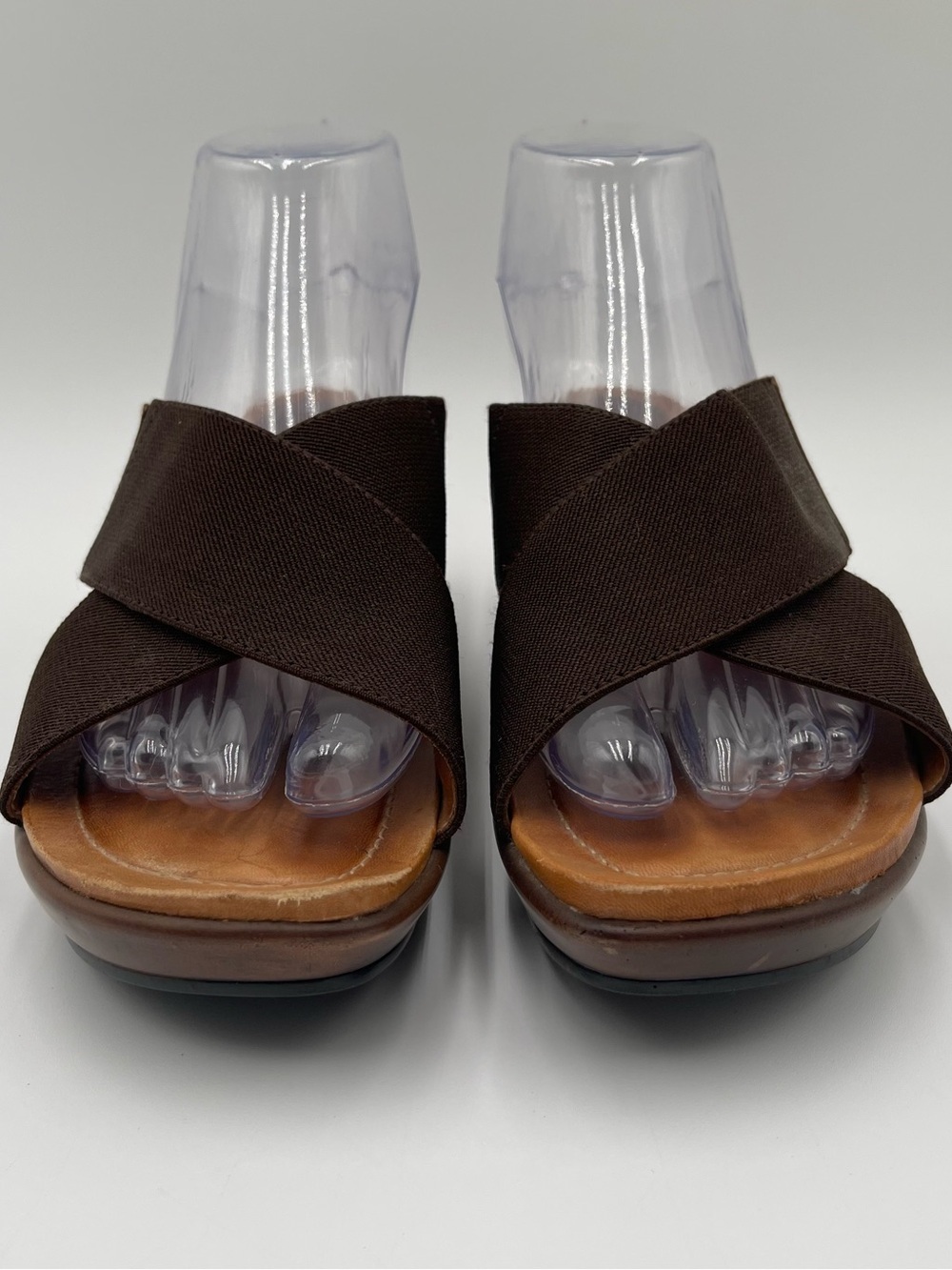 Dansko Ava Brown stretch Fabric Wedge Sandals Slip On Women's Size 38 US 7.5-8 - Picture 5 of 13